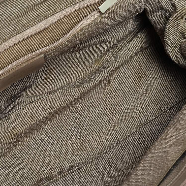Pre Owned Salvatore Ferragamo Beige/Purple Canvas And Leather Satchel