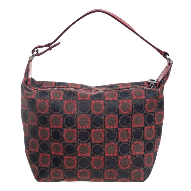 مملوكة مسبقًا Salvatore Ferragamo Tricolor Gancini Canvas and Leather Trim Pochette
