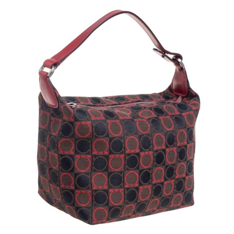 مملوكة مسبقًا Salvatore Ferragamo Tricolor Gancini Canvas and Leather Trim Pochette