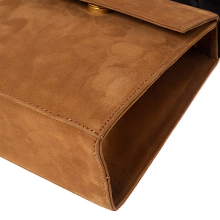 مملوكة مسبقًا Salvatore Ferragamo Tan/Black Nubuck Leather Vara Bow Top Handle Bag