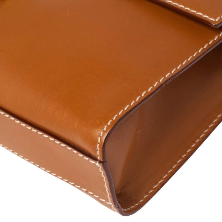 Pre Owned Salvatore Ferragamo Tan Leather Gancini Flap Shoulder Bag