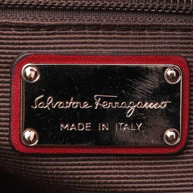 Pre Owned Salvatore Ferragamo Red Patent Leather Miss Vara Selene Tote