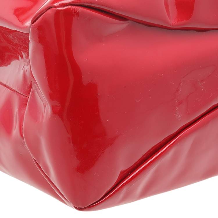 Pre Owned Salvatore Ferragamo Red Patent Leather Miss Vara Selene Tote
