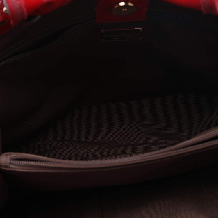 Pre Owned Salvatore Ferragamo Red Patent Leather Miss Vara Selene Tote