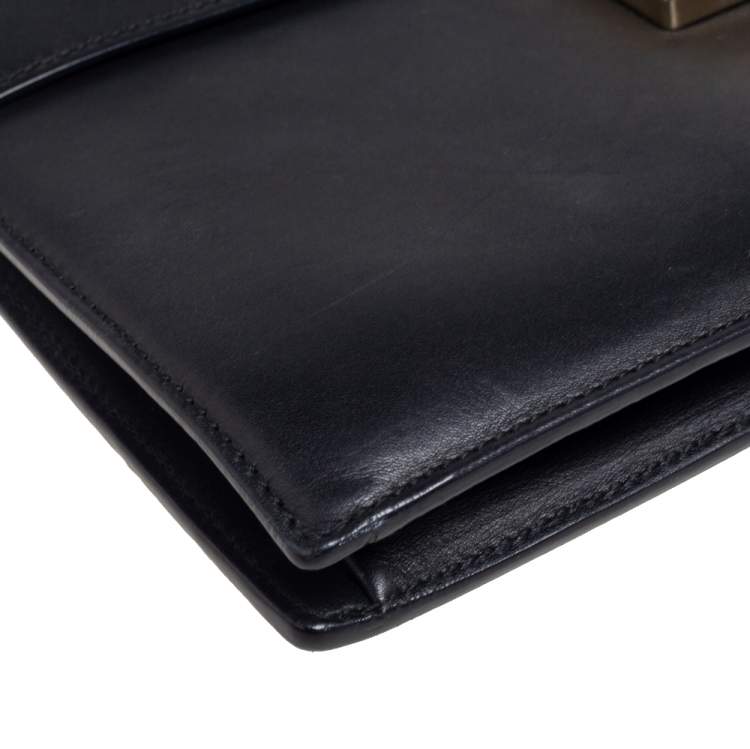 Pre Owned Salvatore Ferragamo Black Leather Gancio Lock Top Handle Bag