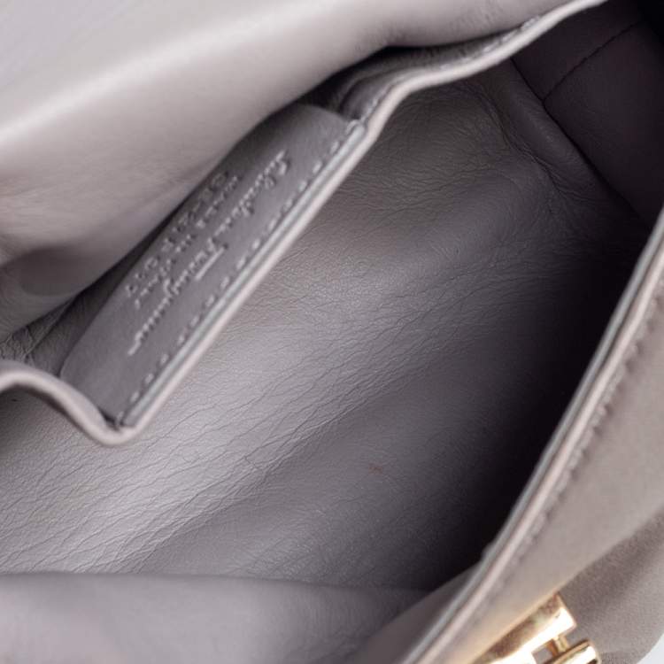Pre Owned Salvatore Ferragamo Grey Satin Mini Sofia Crossbody Bag