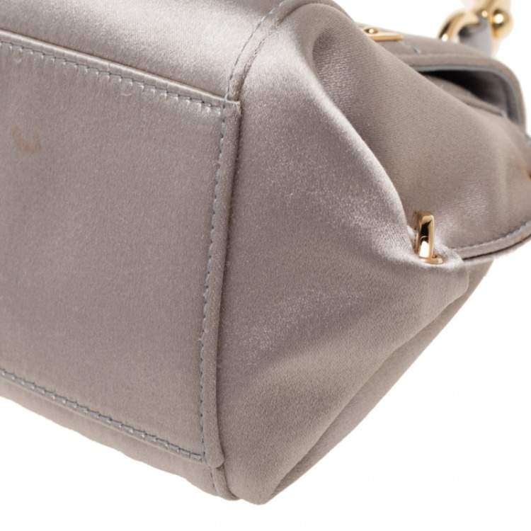 Pre Owned Salvatore Ferragamo Grey Satin Mini Sofia Crossbody Bag