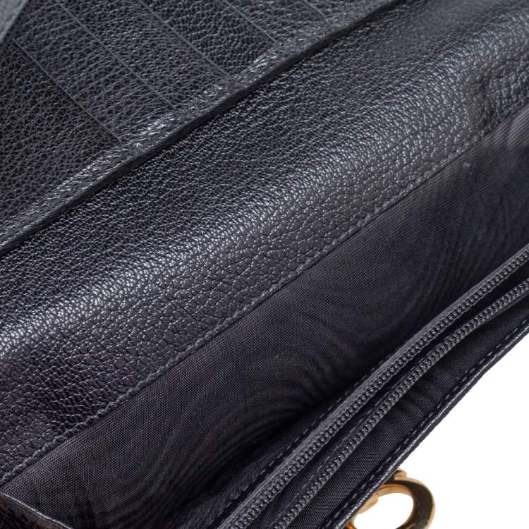 Pre Owned Salvatore Ferragamo Black Leather Gancini Icona Continental Wallet