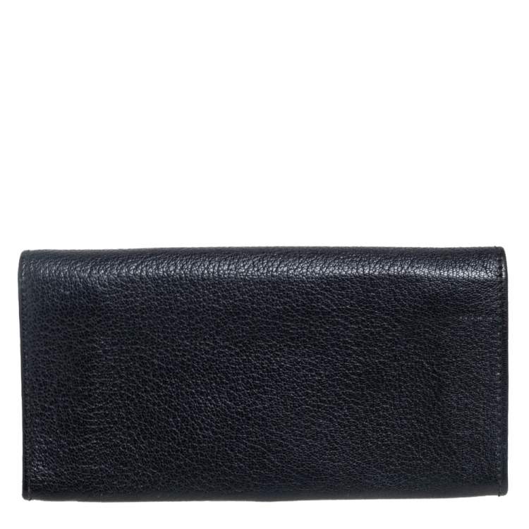 Pre Owned Salvatore Ferragamo Black Leather Gancini Icona Continental Wallet