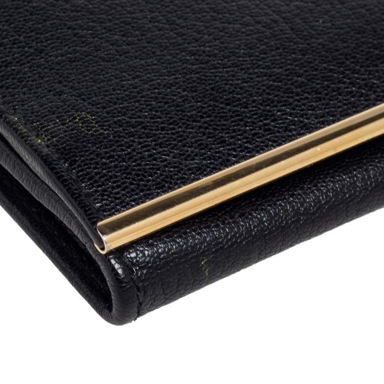 Pre Owned Salvatore Ferragamo Black Leather Gancini Icona Continental Wallet