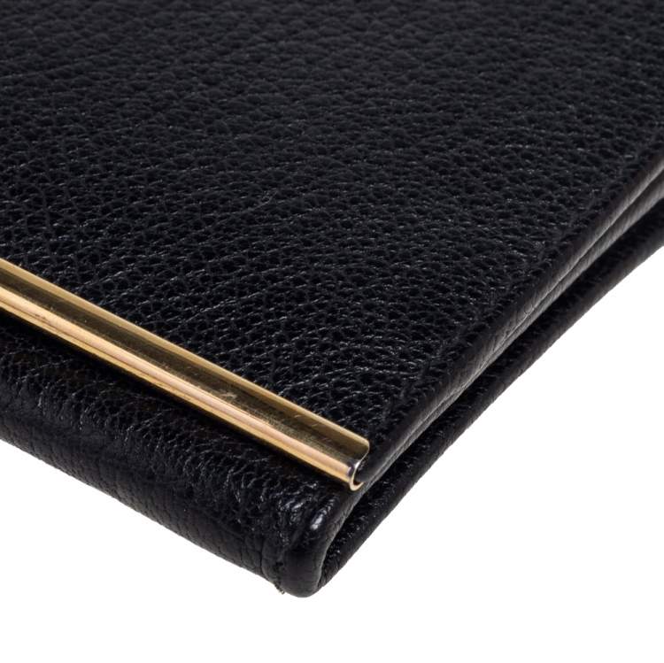 Pre Owned Salvatore Ferragamo Black Leather Gancini Icona Continental Wallet