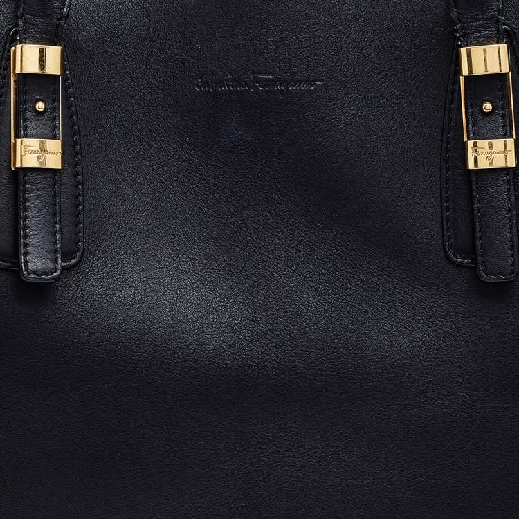 Pre Owned Salvatore Ferragamo Black Leather Tote