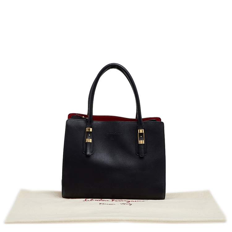 Pre Owned Salvatore Ferragamo Black Leather Tote