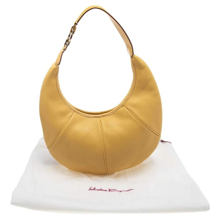 Pre Owned Salvatore Ferragamo Yellow Leather Hobo