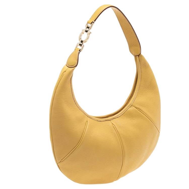 Pre Owned Salvatore Ferragamo Yellow Leather Hobo