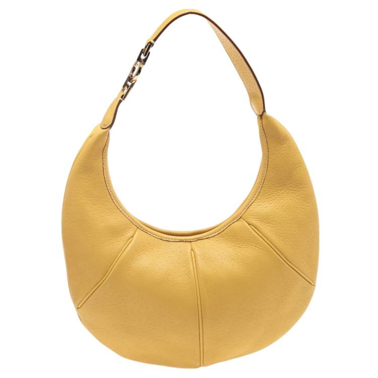 Pre Owned Salvatore Ferragamo Yellow Leather Hobo