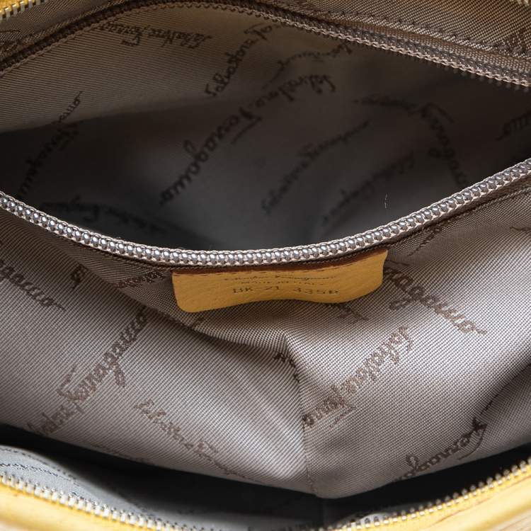 Pre Owned Salvatore Ferragamo Yellow Leather Hobo