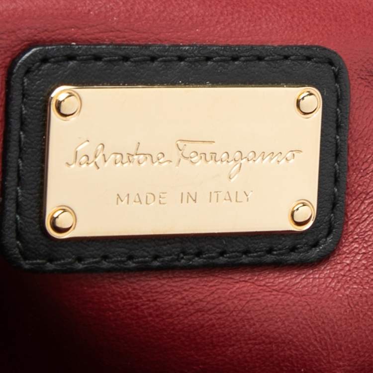 Pre Owned Salvatore Ferragamo Dark Blue Leather Medium Sofia Top Handle Bag