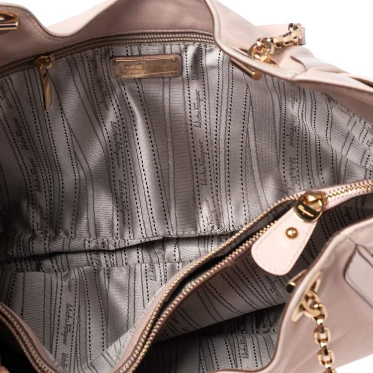 Pre Owned Salvatore Ferragamo Pink Leather and Patent Leather Betulla Tote