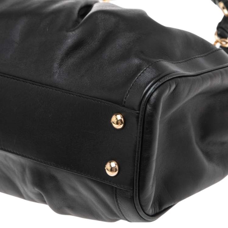 Pre Owned Salvatore Ferragamo Black Leather Apple Satchel