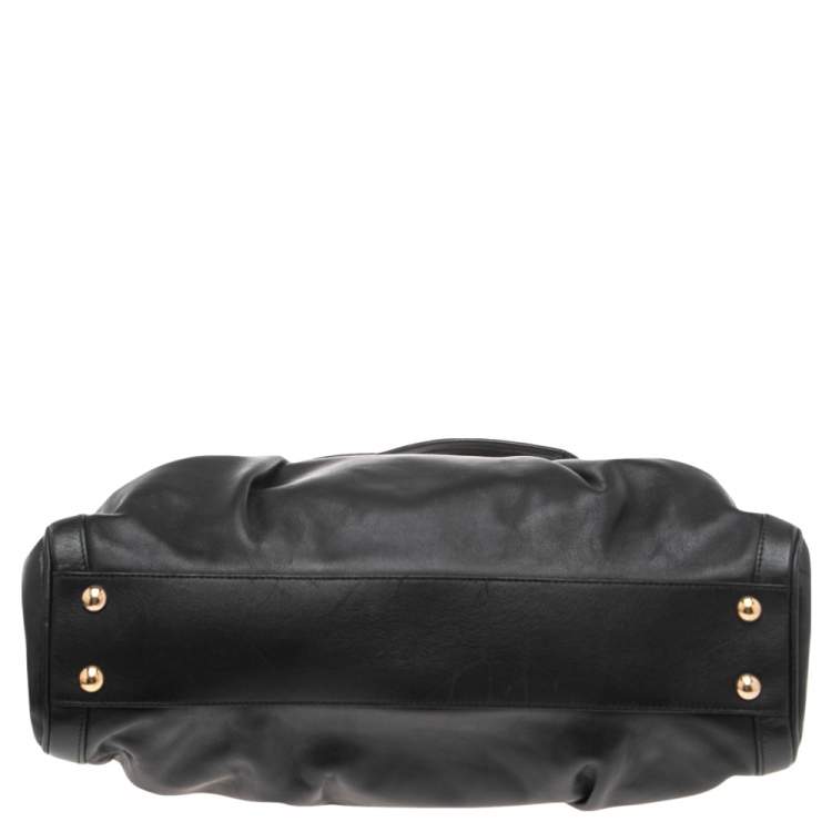 Pre Owned Salvatore Ferragamo Black Leather Apple Satchel