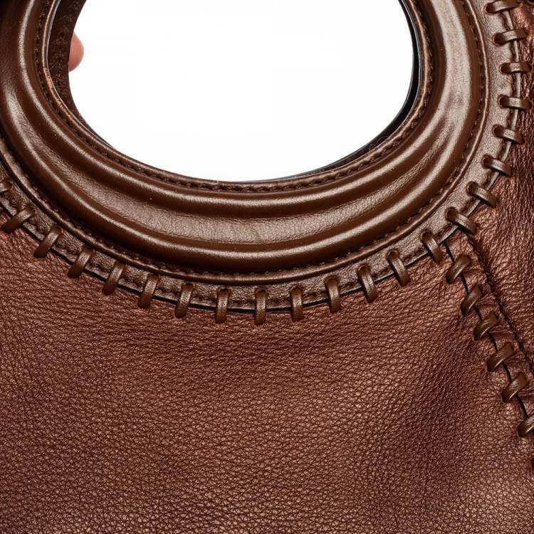 Pre Owned Salvatore Ferragamo Brown Leather Gancini Satchel