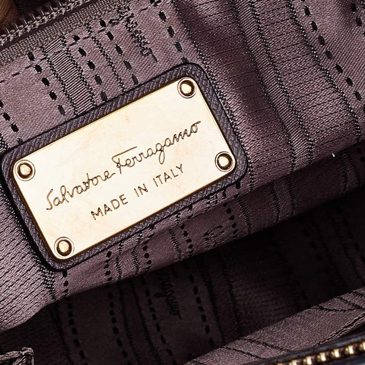 Pre Owned Salvatore Ferragamo Purple Leather Small Briana Tote