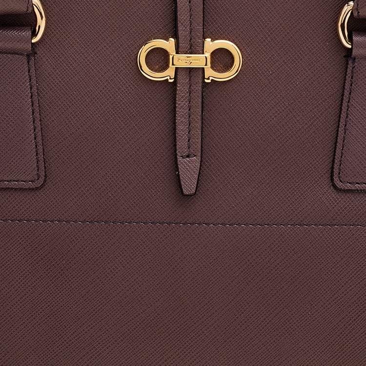 Pre Owned Salvatore Ferragamo Purple Leather Small Briana Tote