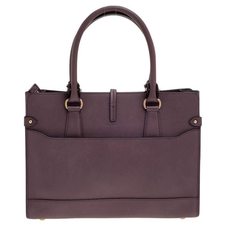 Pre Owned Salvatore Ferragamo Purple Leather Small Briana Tote