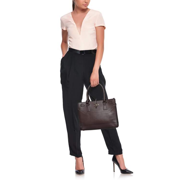 Pre Owned Salvatore Ferragamo Purple Leather Small Briana Tote