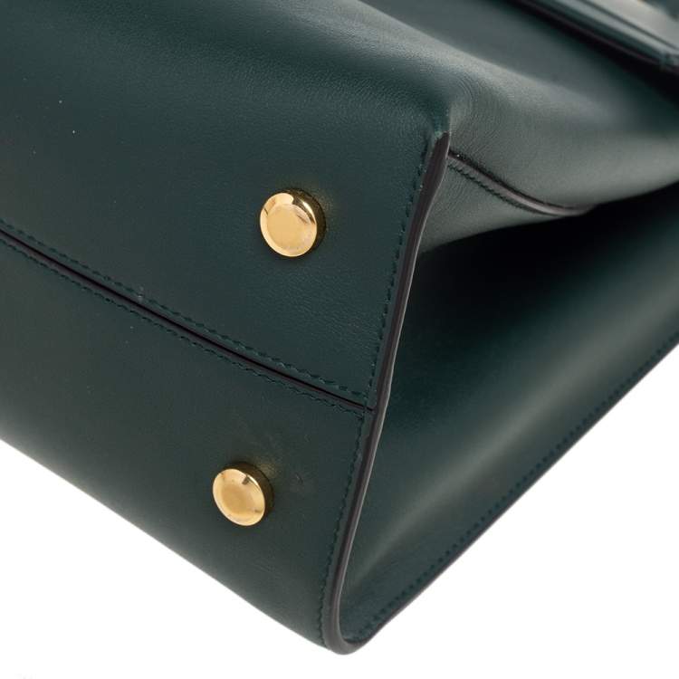Pre Owned Salvatore Ferragamo Green Leather Kelly Top Handle Bag