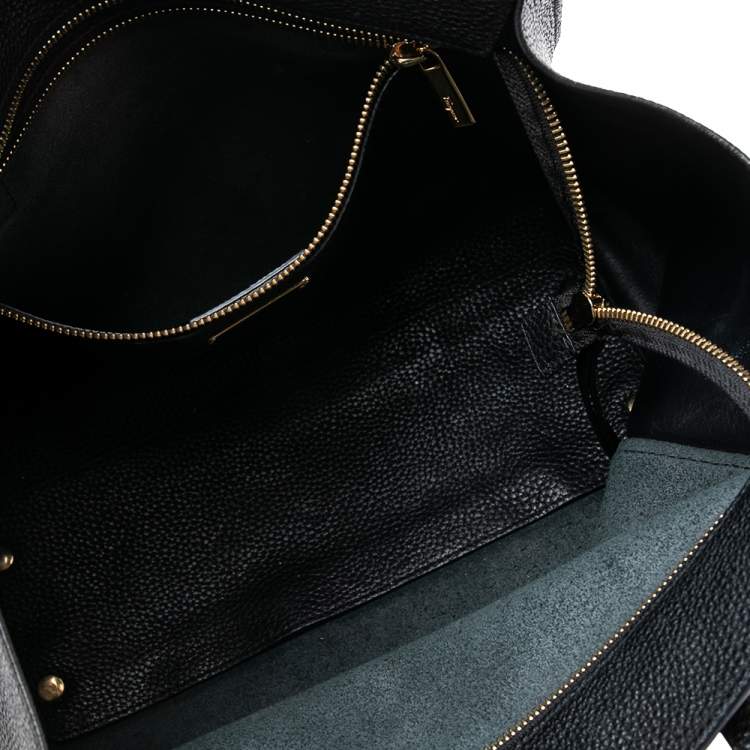 Pre Owned Salvatore Ferragamo Black Grained Leather Medium Amy Tote