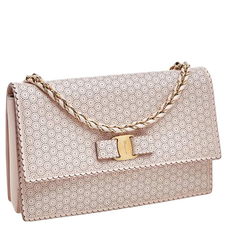 Pre Owned Salvatore Ferragamo Pink Leather Ginny Crossbody Bag