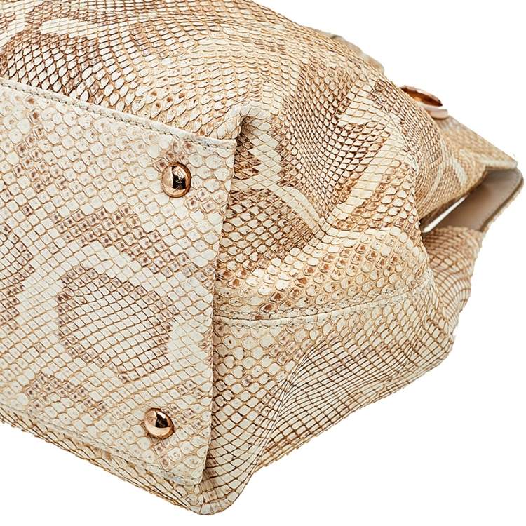 Pre Owned Salvatore Ferragamo Beige Python Leather Tote