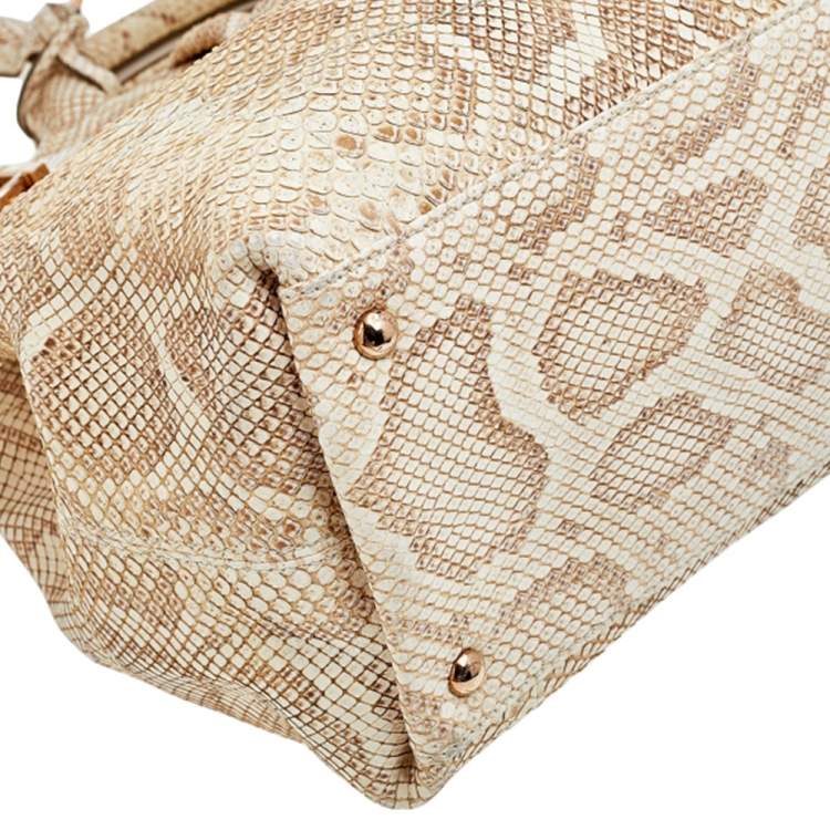Pre Owned Salvatore Ferragamo Beige Python Leather Tote