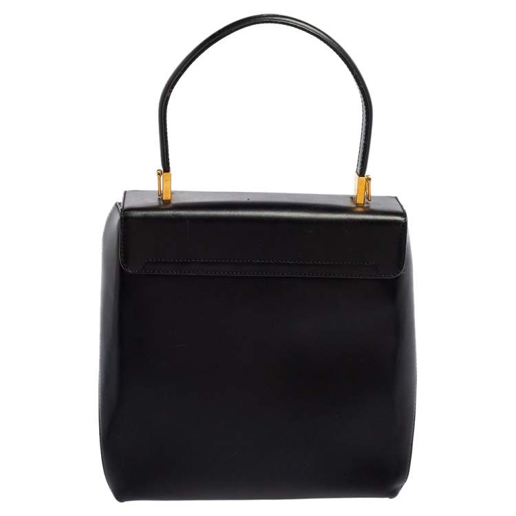 Pre Owned Salvatore Ferragamo Black Leather Top Handle Bag