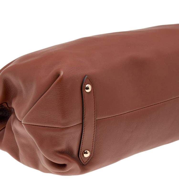 Pre Owned Salvatore Ferragamo Brown Leather Gancini Tote