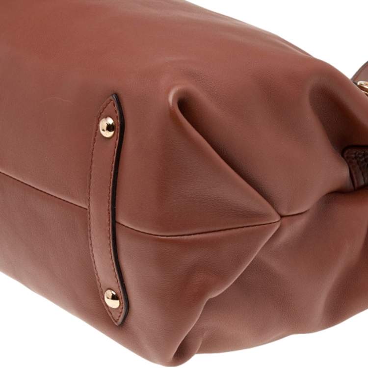 Pre Owned Salvatore Ferragamo Brown Leather Gancini Tote