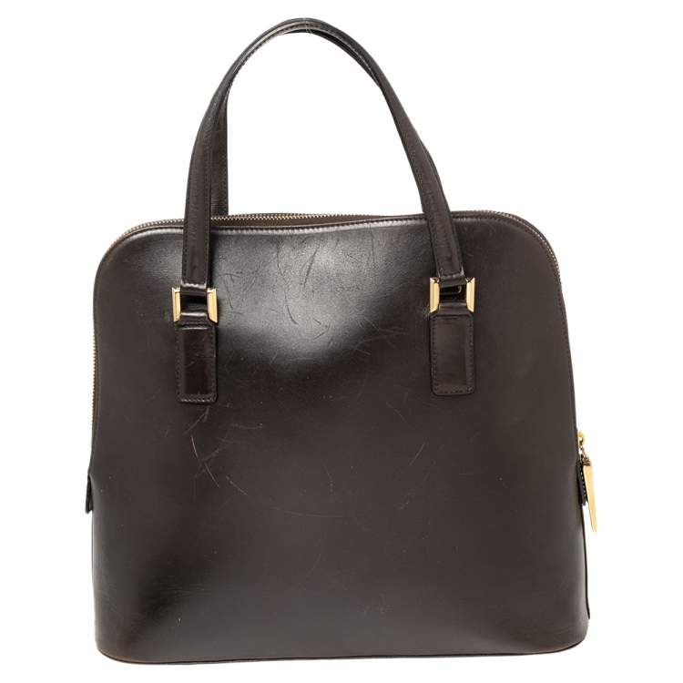 Pre Owned Salvatore Ferragamo Brown Leather Front Pocket Satchel