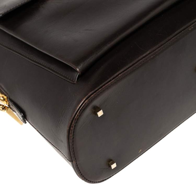 Pre Owned Salvatore Ferragamo Brown Leather Front Pocket Satchel