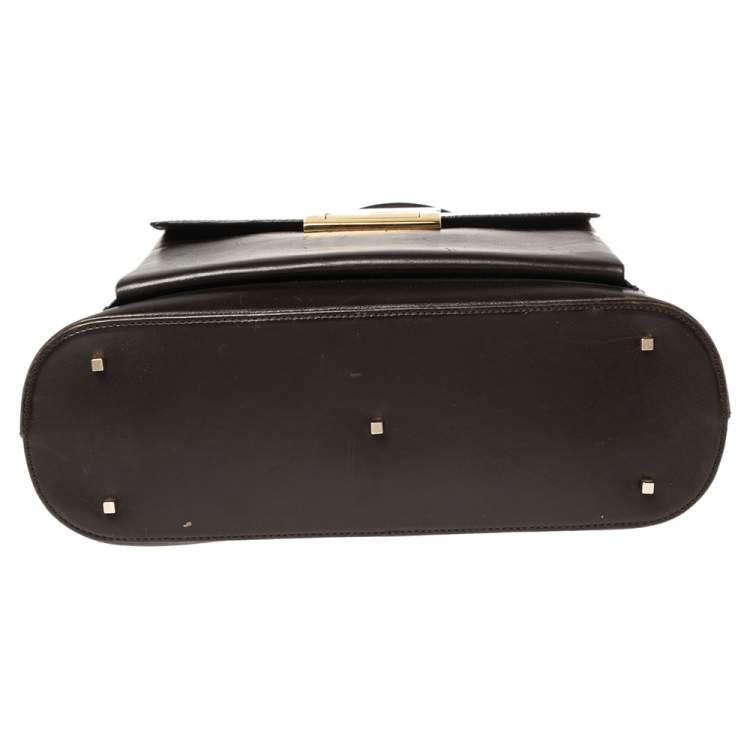 Pre Owned Salvatore Ferragamo Brown Leather Front Pocket Satchel