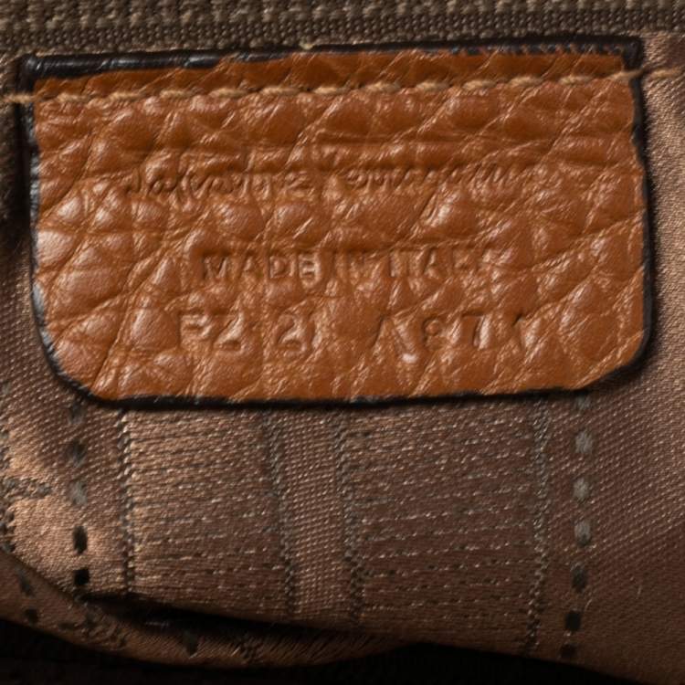 Pre Owned Salvatore Ferragamo Brown Leather Large Sofia Top Handle Bag