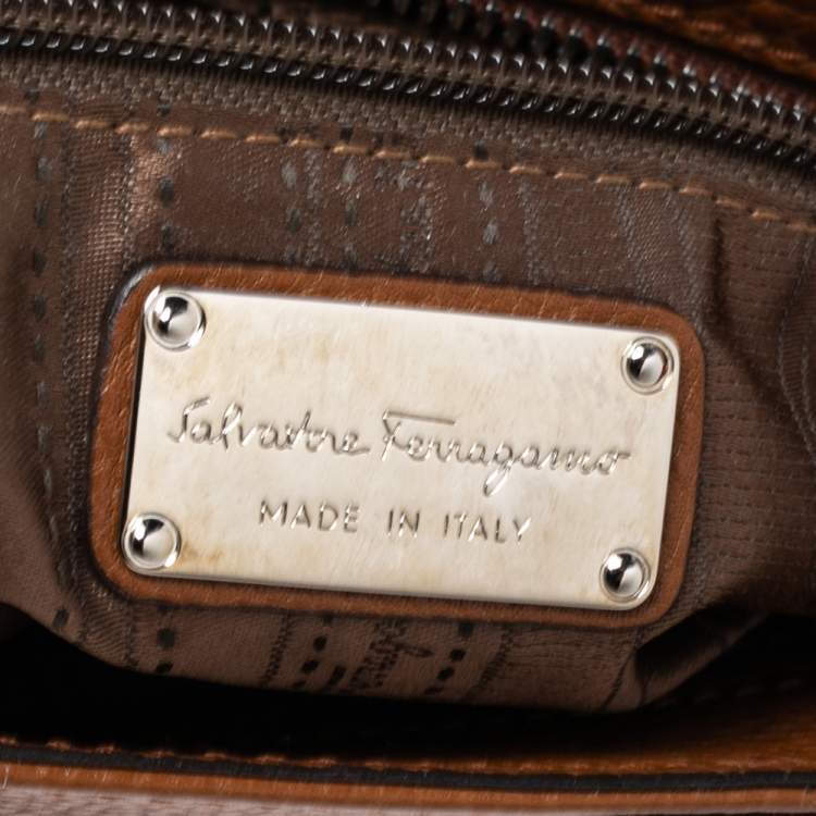 Pre Owned Salvatore Ferragamo Brown Leather Large Sofia Top Handle Bag