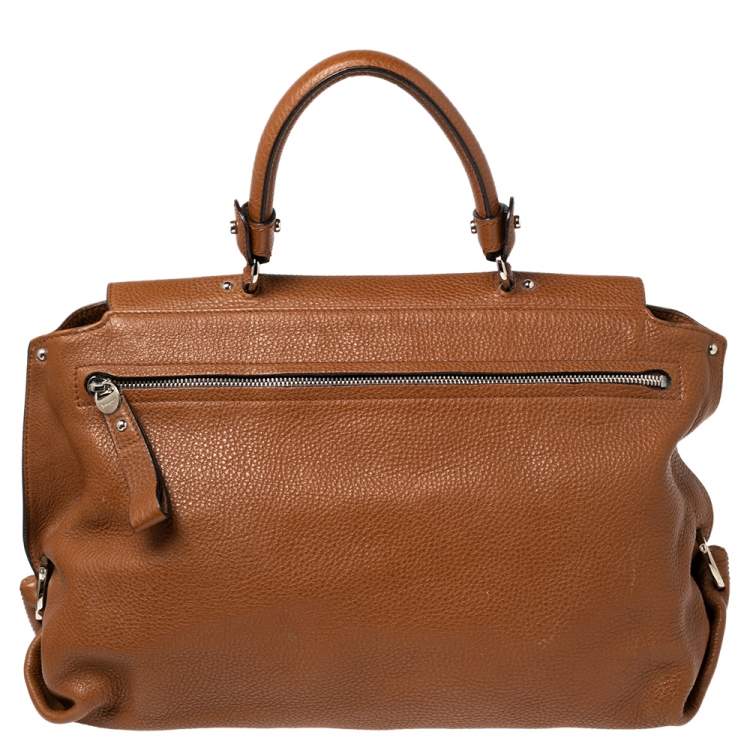 Pre Owned Salvatore Ferragamo Brown Leather Large Sofia Top Handle Bag