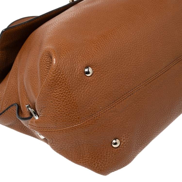 Pre Owned Salvatore Ferragamo Brown Leather Large Sofia Top Handle Bag