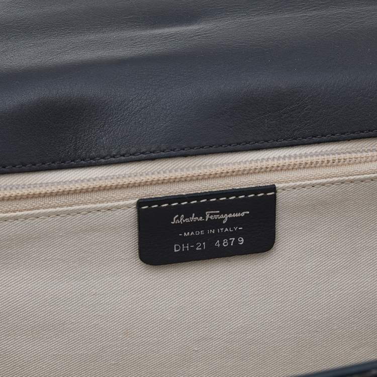 Pre Owned Salvatore Ferragamo Grey Python Flap Shoulder Bag