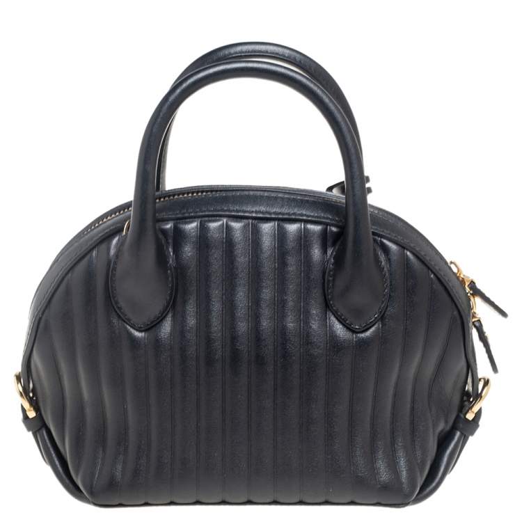 Pre Owned Salvatore Ferragamo Black Quilted Leather Small Fiamma Satchel