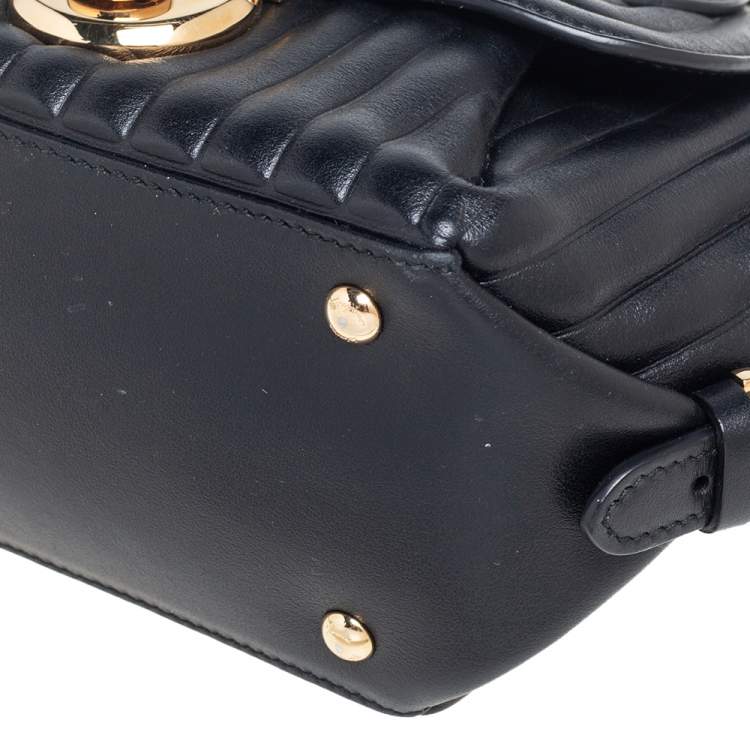 Pre Owned Salvatore Ferragamo Black Quilted Leather Small Fiamma Satchel