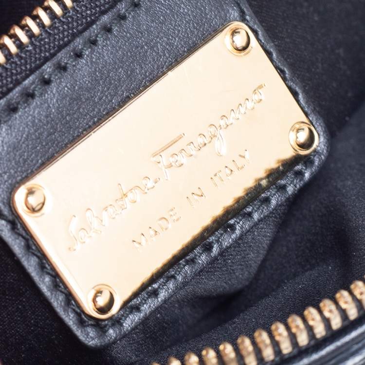 Pre Owned Salvatore Ferragamo Black Quilted Leather Small Fiamma Satchel