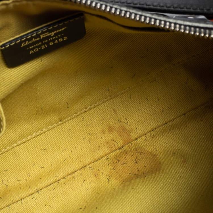 Pre Owned Salvatore Ferragamo Multicolor Printed Nylon And Leather Satchel